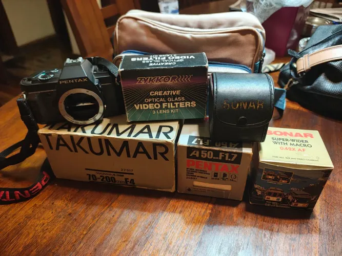 Raridade Importada: Kit Câmera Analógica Pentax P3 + Lentes Takumar (Tudo Original) Japan
