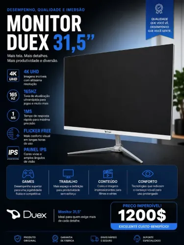 Monitor gamer duex 31,5 4k Branco