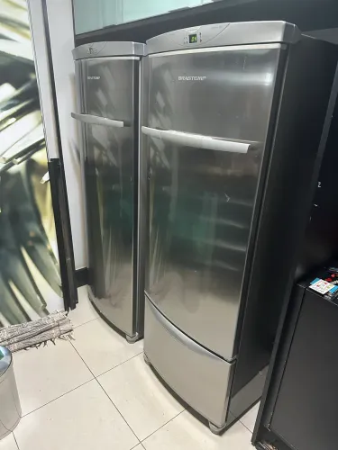 Conjunto Brastemp Inox Side by Side - Geladeira 360L + Freezer Frost Free 280L