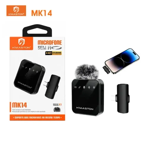 Microfone Lapela Sem Fio Usb C Hmaston