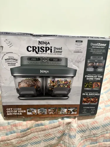 Airfryer Importada Ninja Fritadeira a ar de vidro 6 em 1 Crispi DualZone NOVA LACRADA