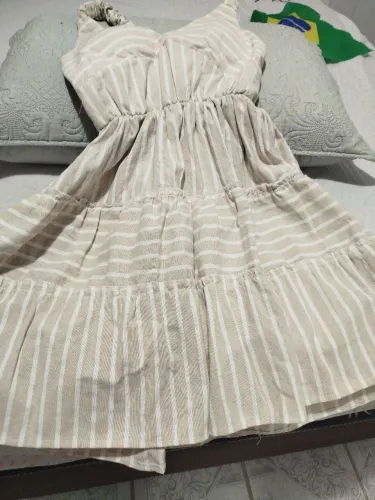 Vestido de linho marfim