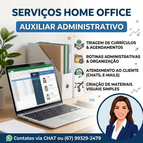 Auxiliar Administrativo e Triagem de Currículos | Serviços Remotos (Home Office)