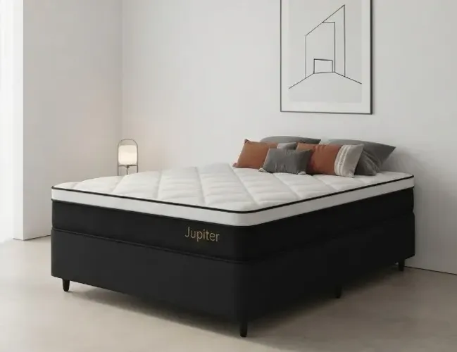 Cama Box Casal Júpiter D28 com Colchão de Molas Individuais