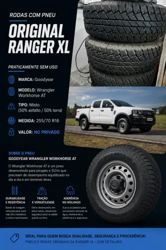 Jogo de Roda e Pneu Original Ford Ranger XL