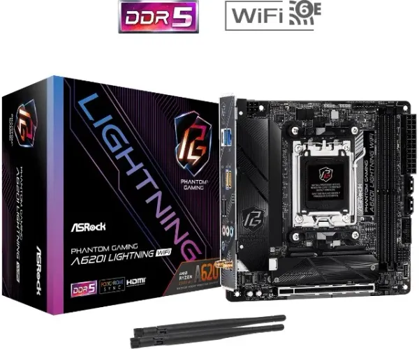 Placa Mãe ITX AM5 SSF ASRock A620I Lightning WiFi DDR5 Mini ITX Impecável