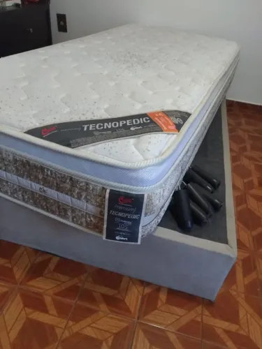 Cama Box Solteiro ApoloSpuma + Colchão Castor Tecnopedic Premium