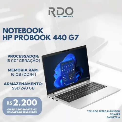 Notebook HP ProBook 440 G7 i5 10ª Geração 16GB SSD 240GB - Notebook potente