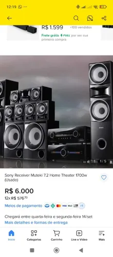 Som sony Mutek 7.2 semi novo com bluetooth interno