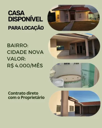 Casa Ampla para Locação - Bairro Cidade Nova (Guarantã do Norte - MT)