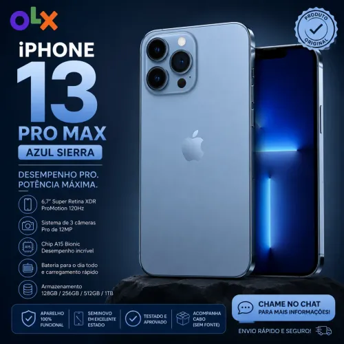 13 pro max - único dono, 76% bateria, 128gb, azul cierra
