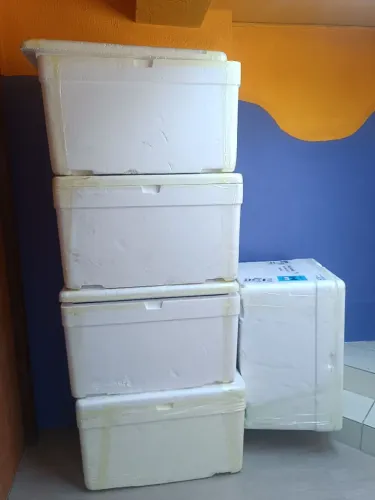 Caixas de isopor 130 litros (valor das 5 unds juntas)