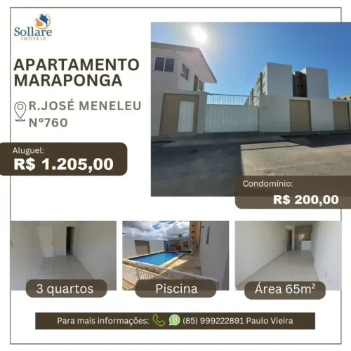 Maraponga: Alugo Apartamento Com 03 Quartos e Lazer Com Piscina, Próx a WS