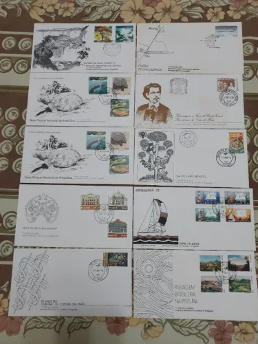 Lote com 10 envelopes de Primeiro Dia de Circulação - Filatelia