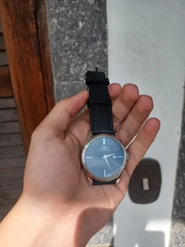 Relogio technos couro preto