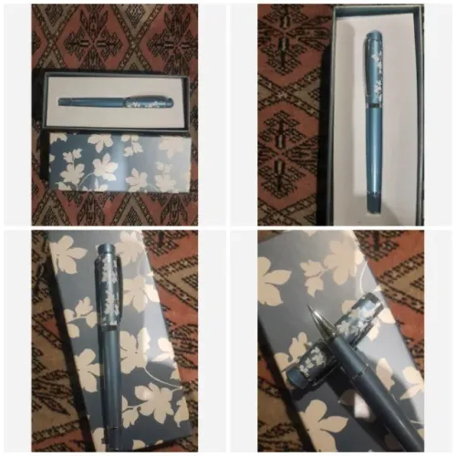 Caneta Executiva Azul Floral com Estojo para Presente