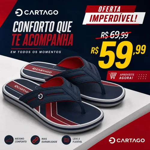 Chinelo cartgo macio leve