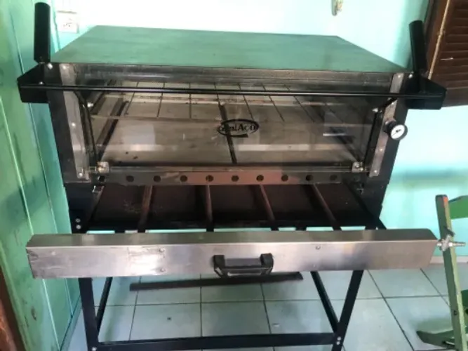 Forno industrial de lastro com pedra refratária 90 cm . Cristal aço