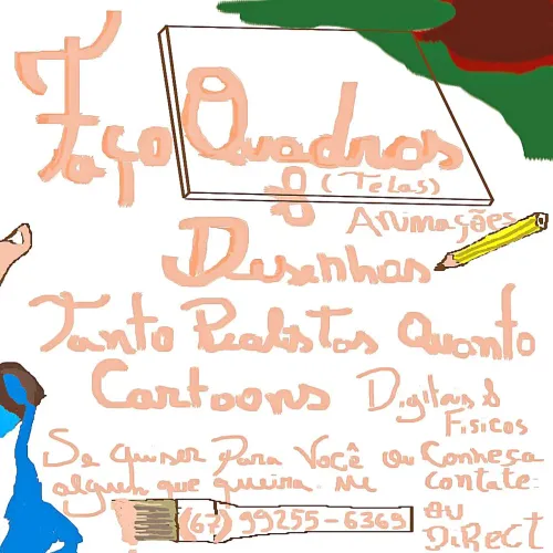 Faço quadros, desenhos e pinturas.