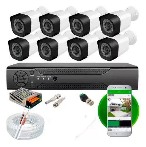 Kit Cftv 8 Câmeras Segurança Completo 720p E Dvr 8ch Infra