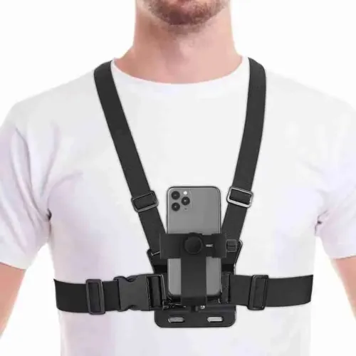 Suporte Peitoral Ajustável para Celular e GoPro - Colete para Filmagens