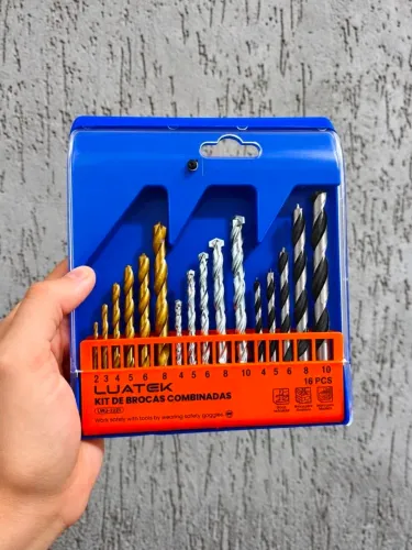 Kit de Brocas 16 Peças - Madeira, Metal e Alvenaria