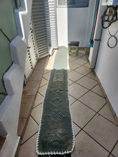 Tapete crochê grande verde musgo
