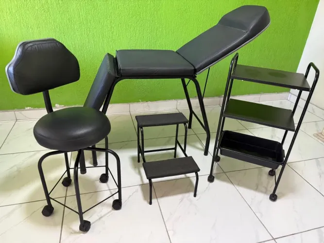 Kit Estética maca, mocho, escada e carrinho