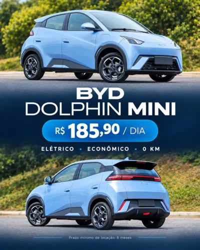 Locação Dolphin Mini 0km R$ 185,90 por dia!