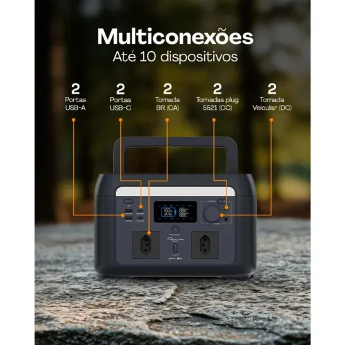 Estação De Energia Fonte Portátil 600w Wifi+bluetooth Geonav