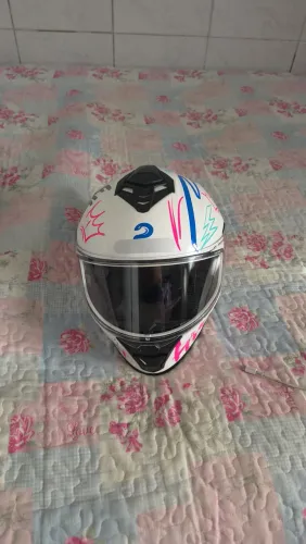 capacete race tech hit faster branco rosa