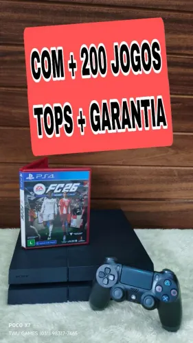 PS4 + 200 jogos tops + garantia