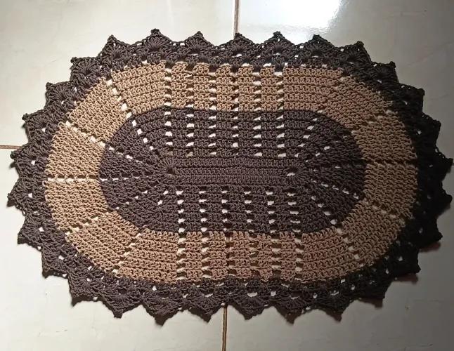 Tapete crochê Café + Café com leite Fio 8 medidas 70x48