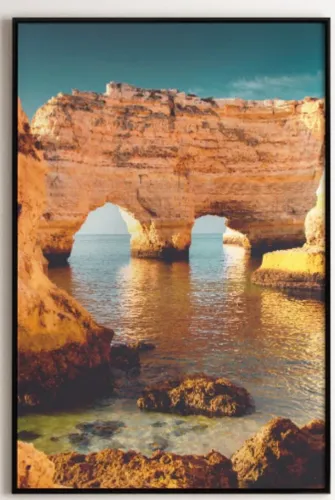 Quadro Decorativo Falésias Formato Coração Praia