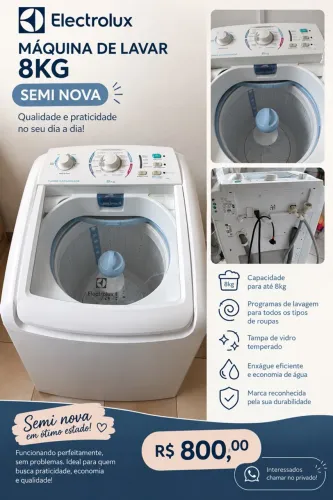 Máquina de Lavar, Eletrolux, 09kg, Semi nova