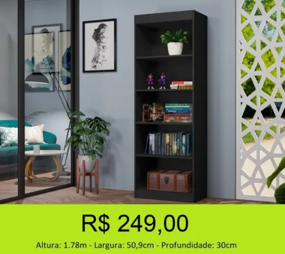 Livreiro multi uso com espaço maravilhoso para livros