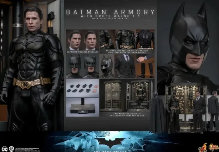 Hot toys Batman Armory 2.0 com Bruce Wayne The dark Knight Rises Bane Catwoman DC Nolan 
