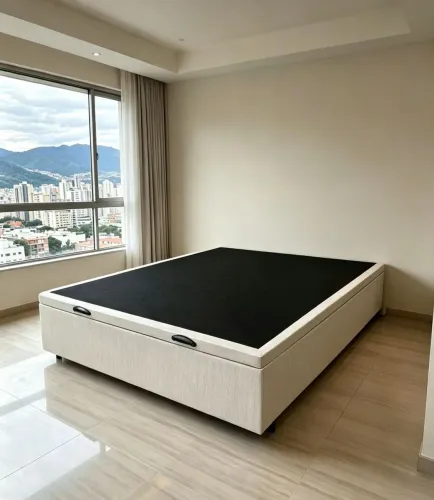 Cama Box base casal baú em LINHO.Entrego
