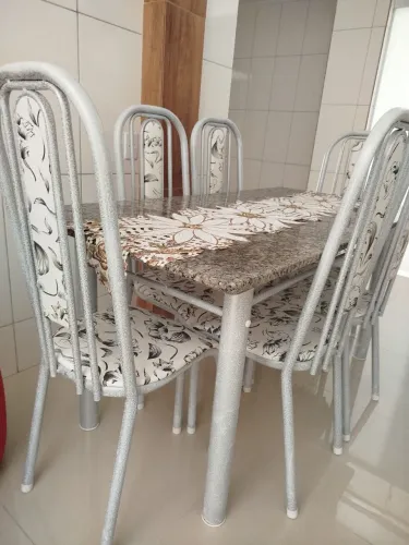 Mesa tampo de marmore 6 lugares