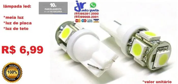 Lâmpada Led T10 Pingo 5 Led 5050 Smd W5w Unidade