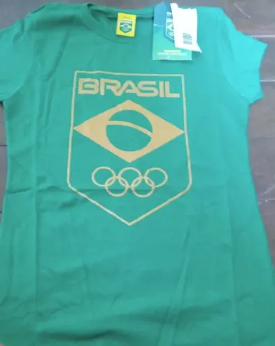 Baby look Silk Dourada Time Brasil Olimpiadas Rio 2016 Feminina