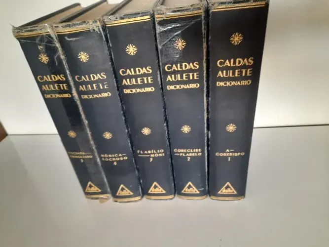 livros dicionários contemporâneo da língua portuguesa 5 volumes Hamilcar de G. em bom