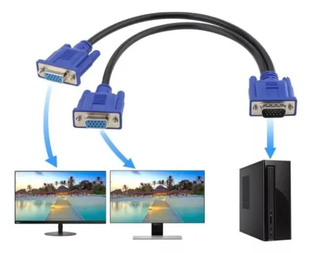 Divisor Cabo Vga Duplicador 1 Macho X 2 Femea Db15