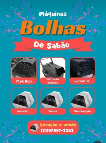 MAQUINAS DE BOLHAS DE SABÃO- VENDA OU LOCAÇÃO 