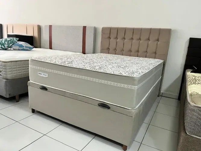 Cama Box com Baú Viúva 128x188 Colchão Molas Ensacadas Marca Palemax Novo!