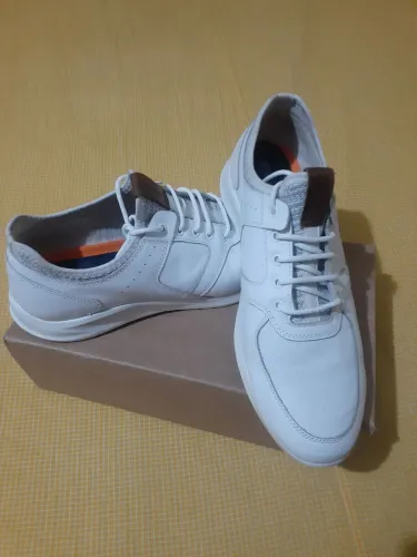 Tênis Casual em COURO LEGÍTIMO, branco 44 DI POLLINI.