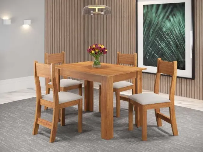 Sala Perla 110x75 Mel com 4 Cadeiras Brisa Mel.Veludo Marfim Viero Black Friday