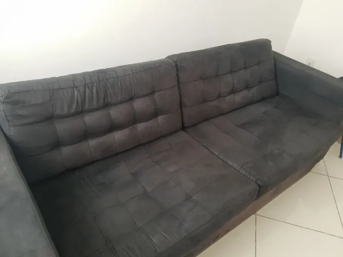 Sofá 3 Lugares Preto Suede USADO...