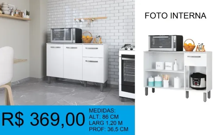 Balcão de 1,20 reforçado - compre hoje e receba amanhã 