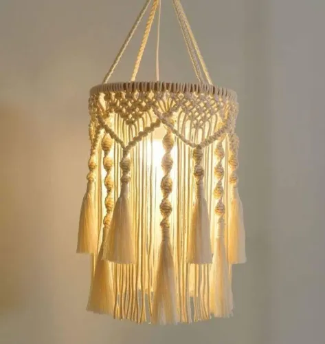 Luminária de Macramê Artesanal - Decoração Boho